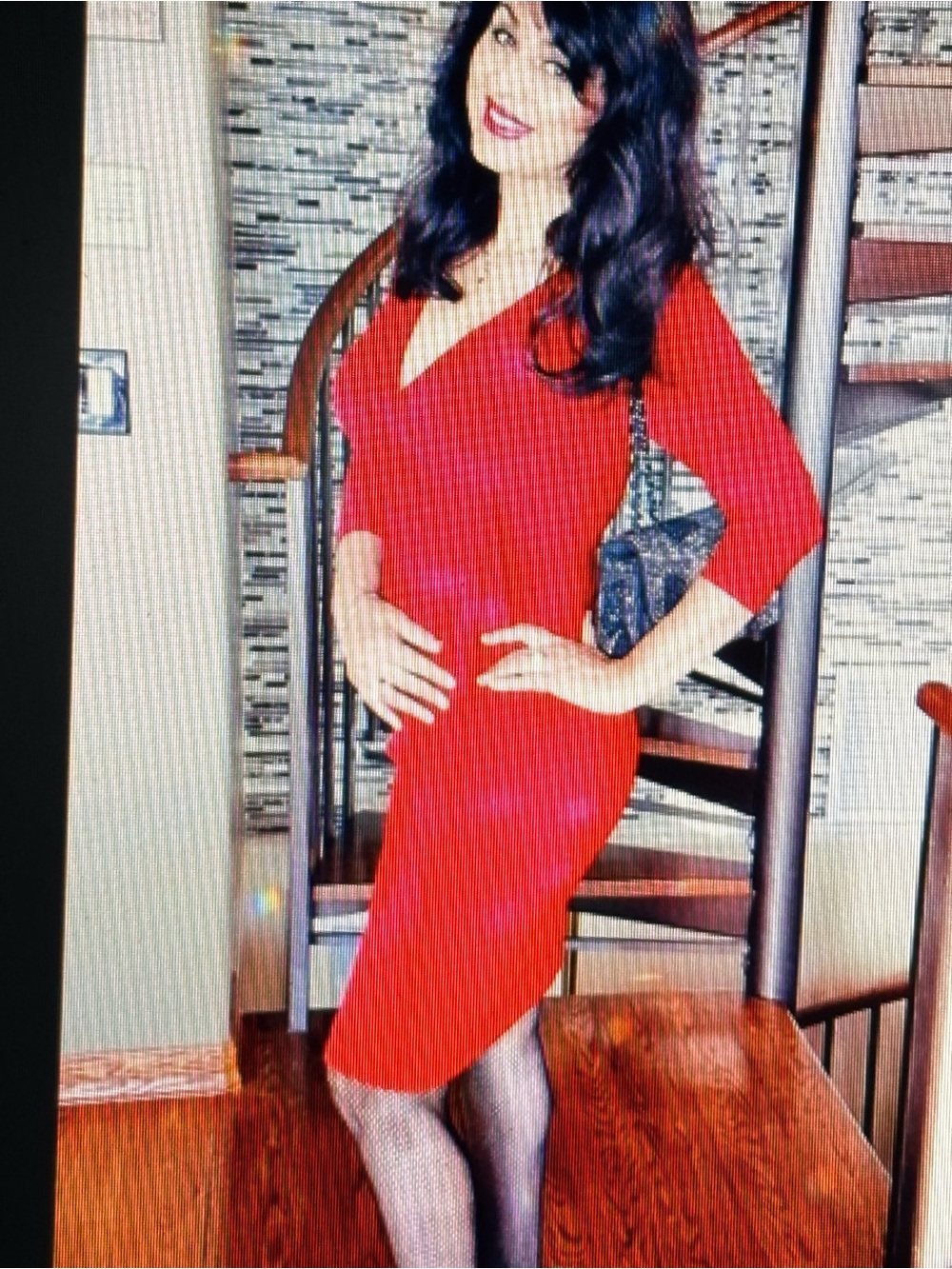 Women’s Red V-Neck Sheath Dress